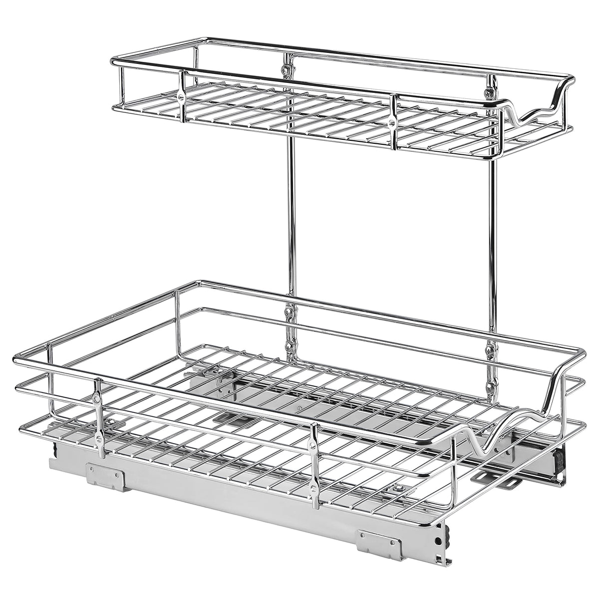 Dual Slide 2 Tier Under Sink Pull Out Drawer Rebrilliant Finish: Chrome, Size: 17 H x 14 W