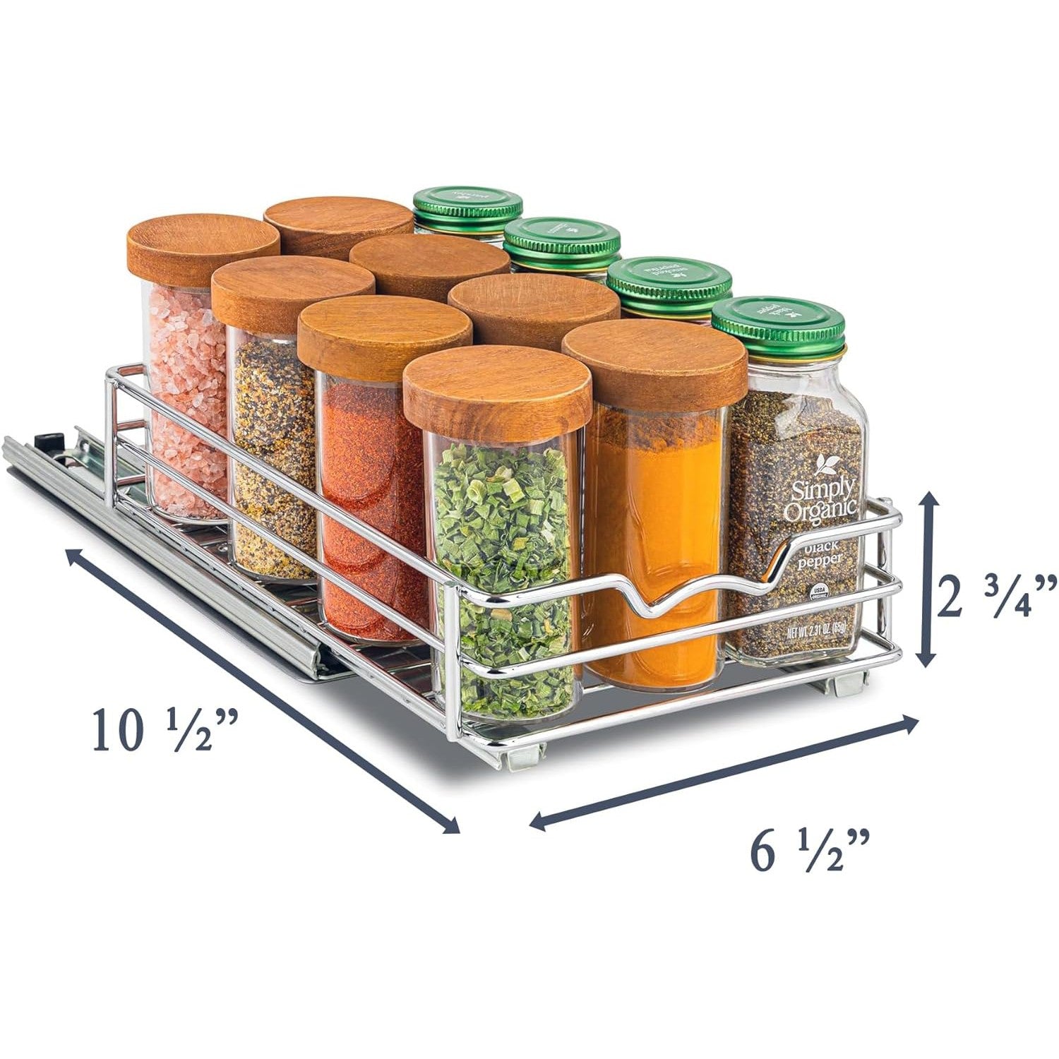 Pull Out Cabinet Organizer for Spices, Cans - Heavy Duty with Lifetime Limited Warranty, Chrome Finish