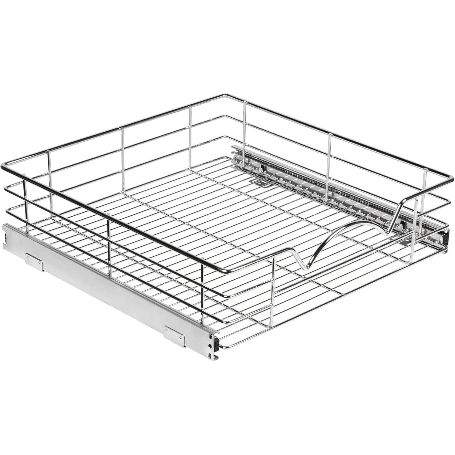 Pull Out Cabinet Organizer - Pantry Drawer Slide Out Caddy with Heavy Gauge Metal Wire, Anti-Rust Chrome Finish