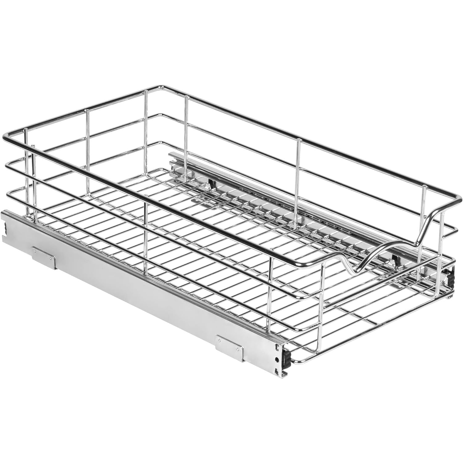 Pull Out Cabinet Organizer - Pantry Drawer Slide Out Caddy with Heavy Gauge Metal Wire, Anti-Rust Chrome Finish