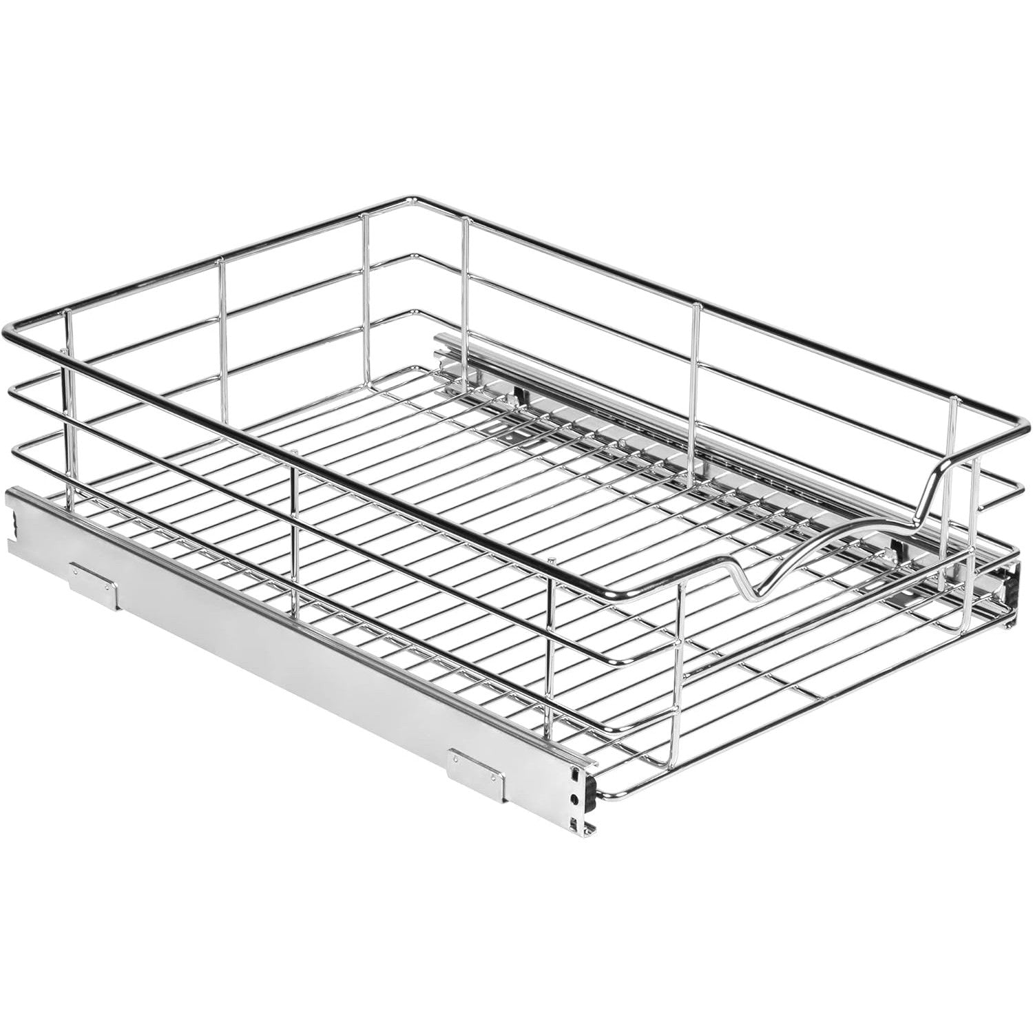 Pull Out Cabinet Organizer - Pantry Drawer Slide Out Caddy with Heavy Gauge Metal Wire, Anti-Rust Chrome Finish