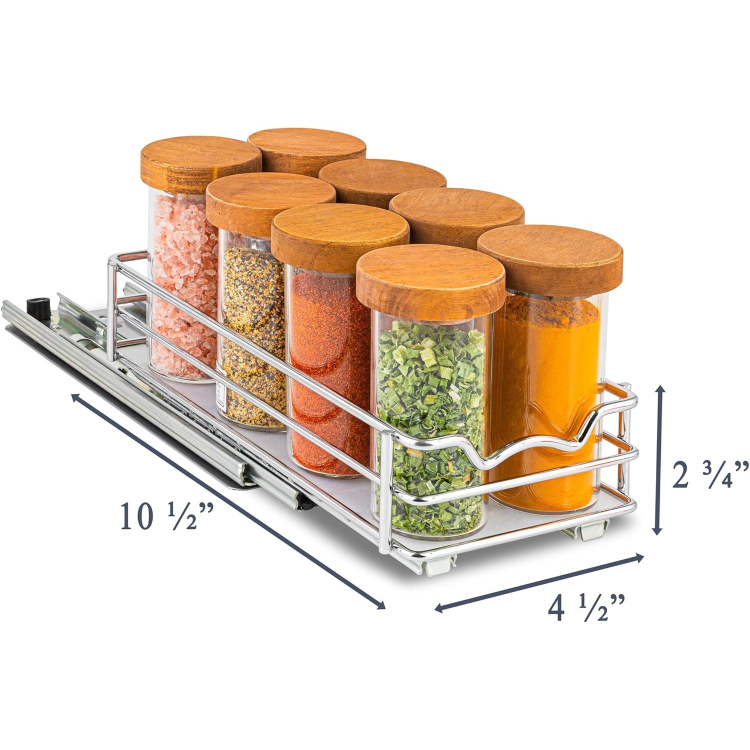 Pull Out Cabinet Organizer for Spices, Cans - Heavy Duty with Lifetime Limited Warranty, Chrome Finish